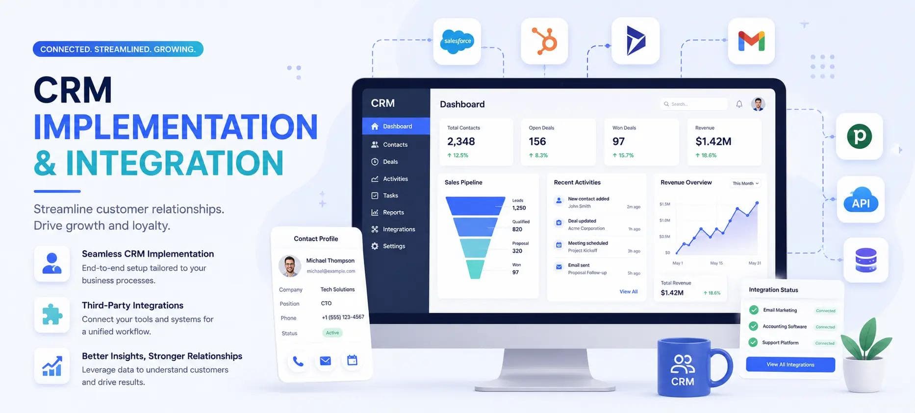 Illustration representing CRM implementation and integration services