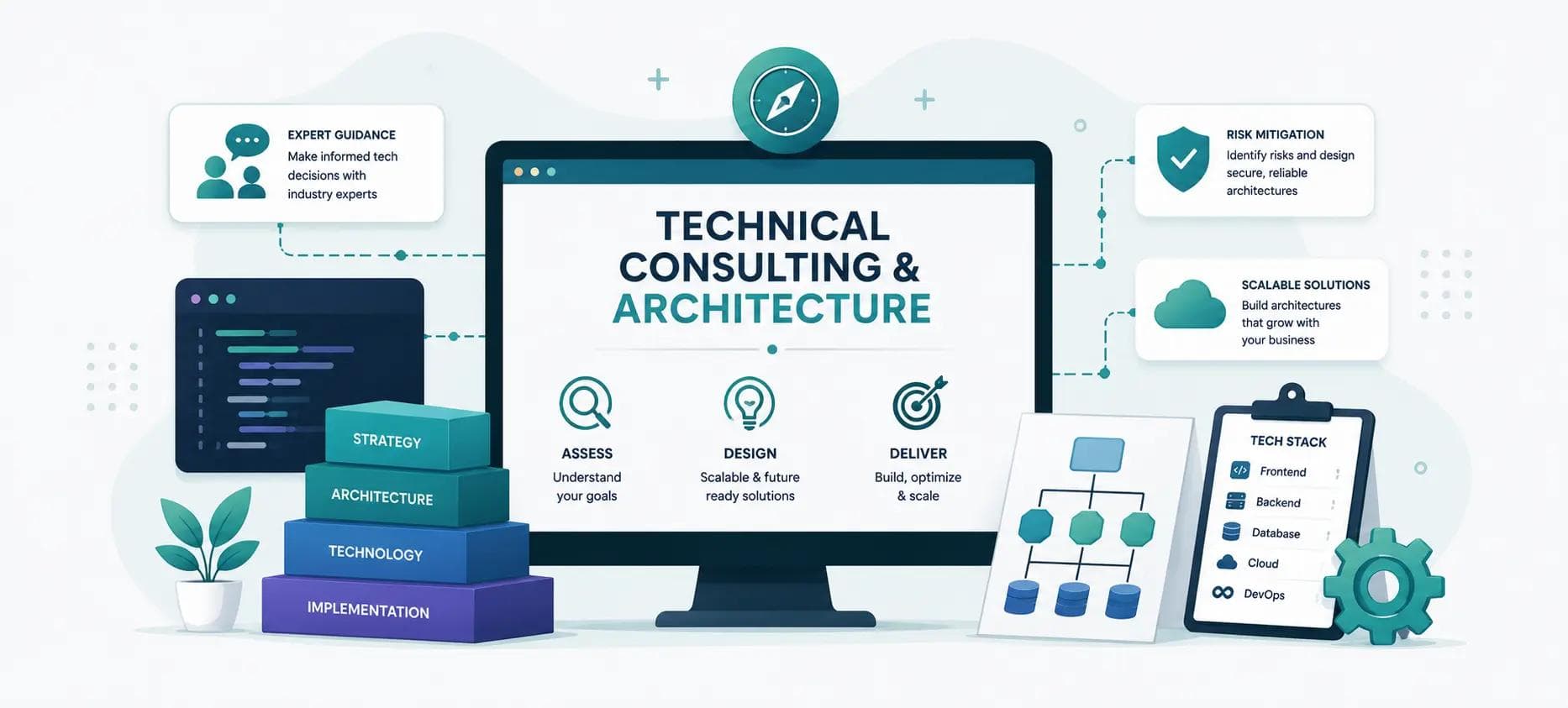 Illustration representing technical consulting and software architecture planning