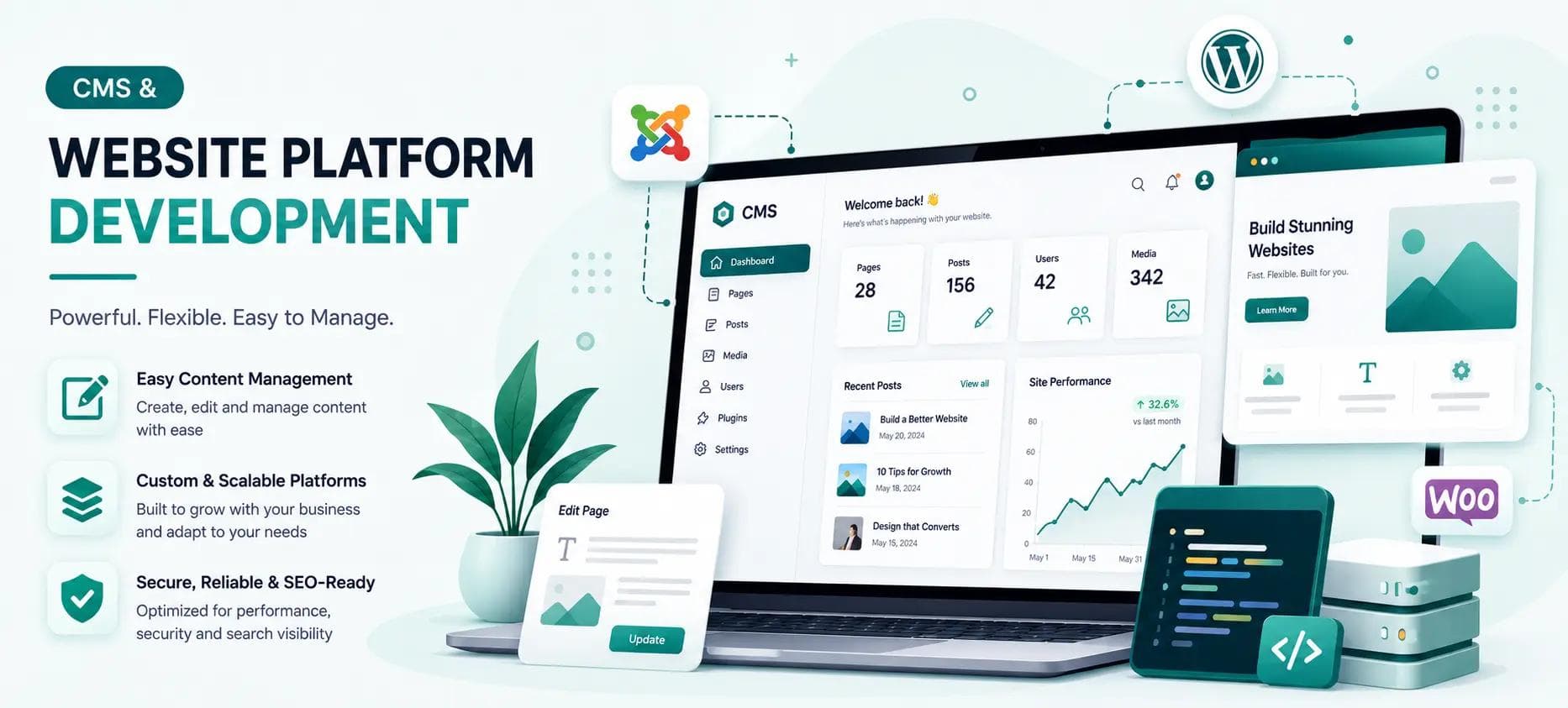 Illustration representing CMS and website platform development